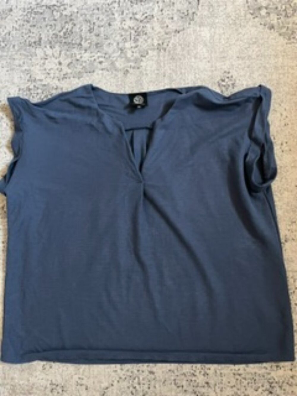 🧡3/$15 Bobeau Caty Pleat Front V-Neck Knit Top Blue Women's L